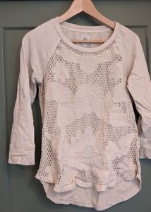 Lucky Lotus Cream Lace Sweatshirt Loungewear SizeS